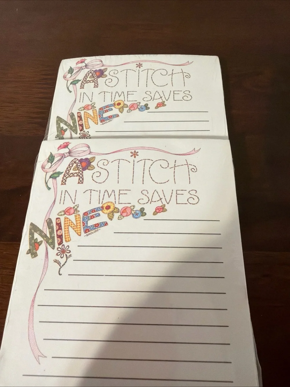 2 New Mary Engelbreit Magnetic Note Or List Pad 2003 Stitch In Time Saves Nine